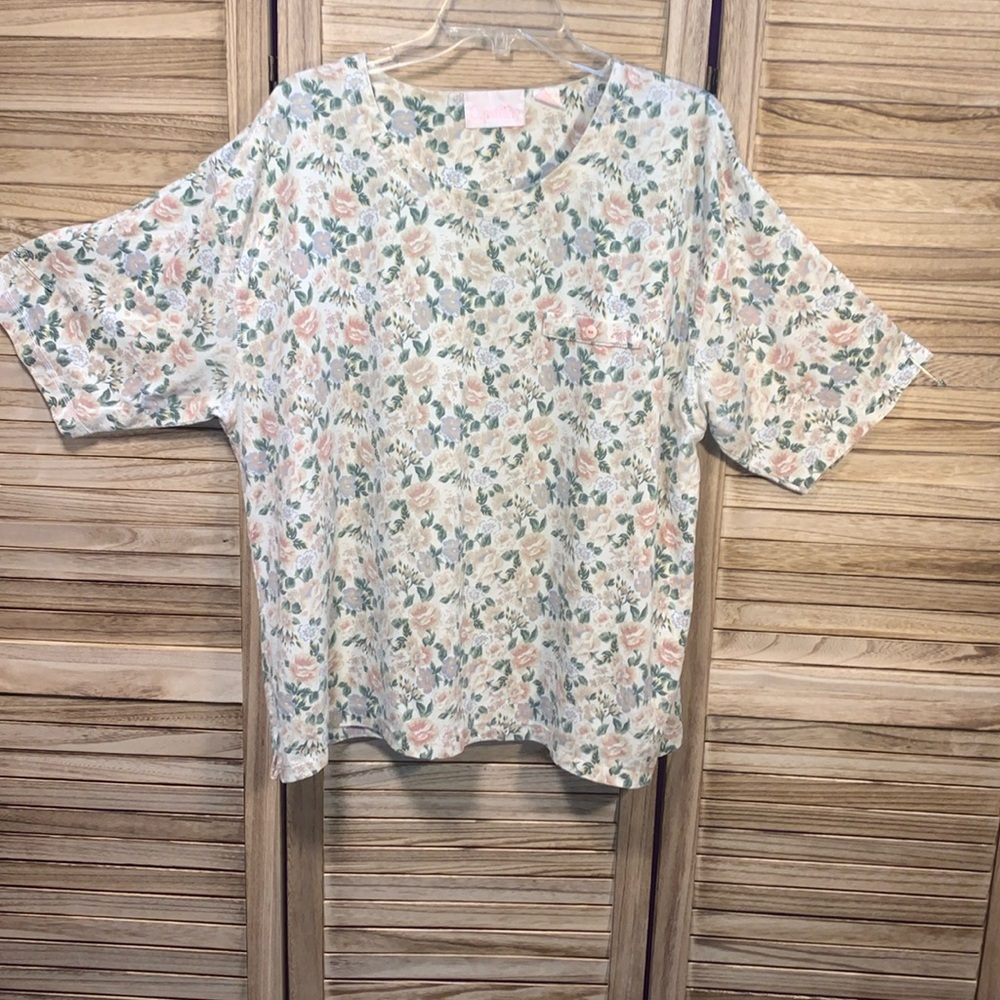 Capistrano Short Sleeve Shirt Plus 22/24 Green Pink Tan